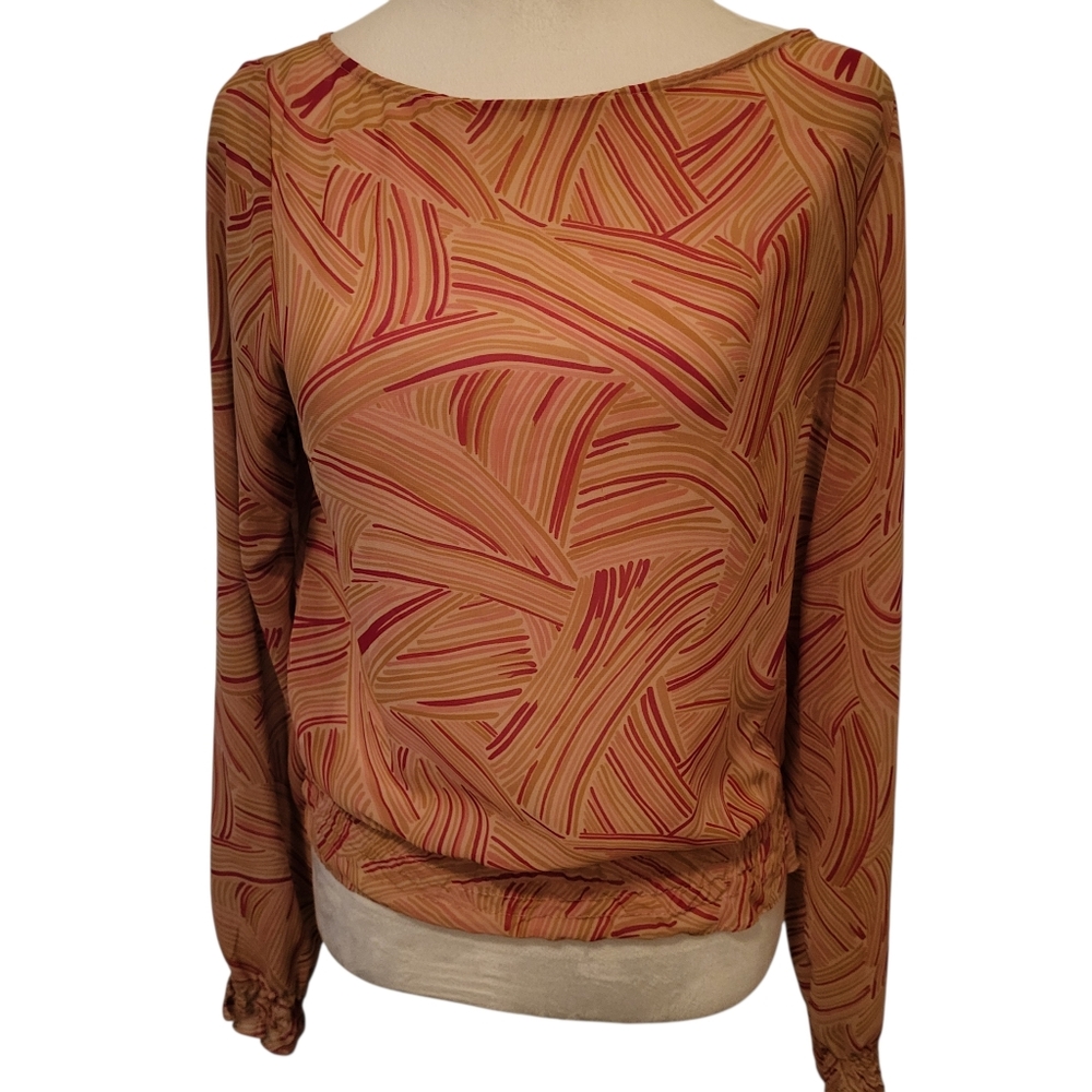 Old Navy Elastic Hem Blouse Orange sz S